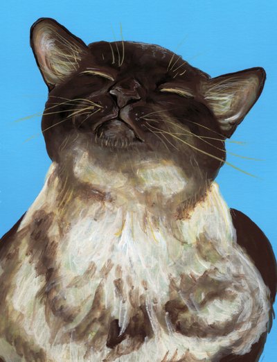 Gelukzalige bruine kat door Renee Machan Cottagecore Artist