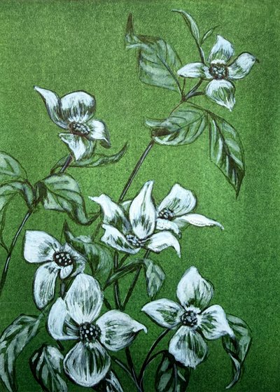Groene botanische bloesems door Renee Machan Cottagecore Artist