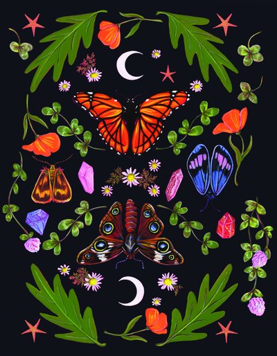 Mystieke vlinders en maankristallen door Renee Machan Cottagecore Artist