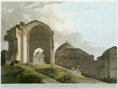 Ruïnes van het paleis in Madurai, gegraveerd door Thomas en William (1769-1837) Daniell, gepubliceerd 1798 door Rev. Edward Thomas Daniell
