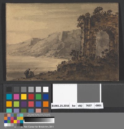 Klassiek Landschap met Twee Figuren aan de Oever van het Meer door Rev. William Gilpin