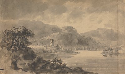 Landschap met rivier, kasteel en bergen door Rev. William Gilpin