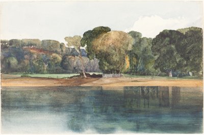 Landschap met bomen en water door Reverend James Bulwer