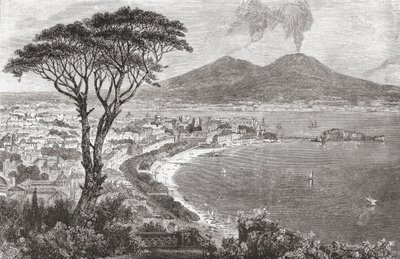 Napels en de Vesuvius, Italië in de late 19e eeuw. Uit Italiaanse Prenten door Rev. Samuel Manning, gepubliceerd c.1890. door Reverend Samuel Manning