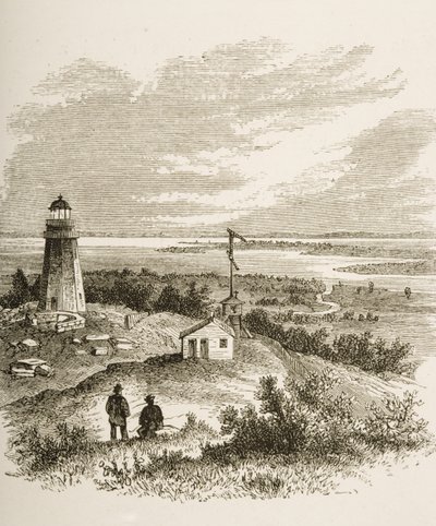 Sandy Hook New Jersey, gezien vanaf de vuurtoren in de jaren 1870, c.1880 door Reverend Samuel Manning