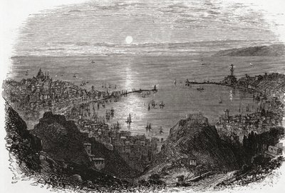 Uitzicht op Genua, Noord-Italië in de late 19e eeuw. Uit Italiaanse Afbeeldingen door Rev. Samuel Manning, gepubliceerd ca. 1890. door Reverend Samuel Manning