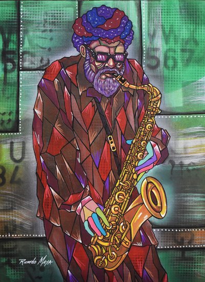Kleurrijke jazzmuzikant door Ricardo Maya