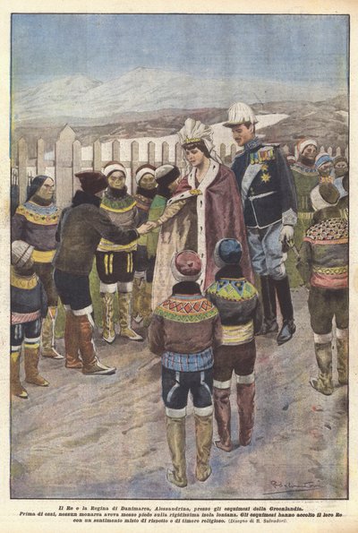 De Koning en Koningin van Denemarken, Alexandrine, naar de Groenlandse Eskimo