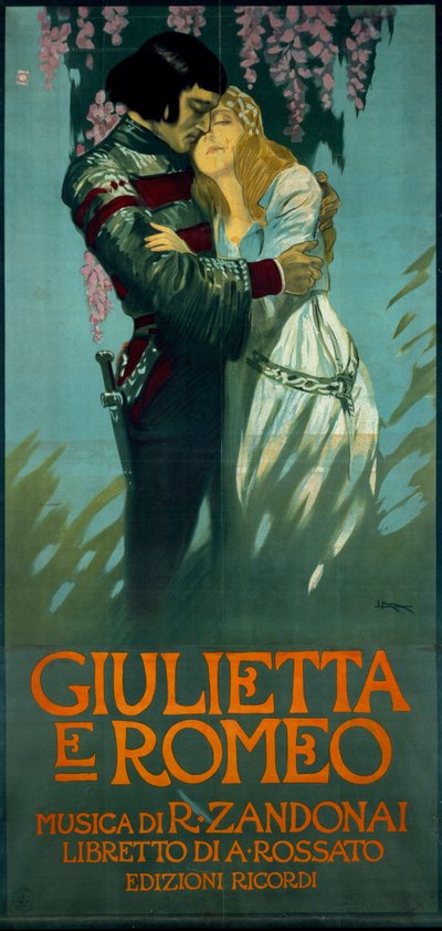 Poster voor de opera Romeo en Julia door Riccardo Zandonai door Riccardo Zandonai