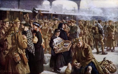 Victoria Station, WO1, vertrek naar Frankrijk door Richard (after) Jack