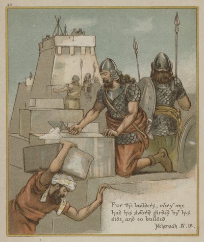 Bouwers, ieder met zijn zwaard aan zijn zijde door Richard Andre