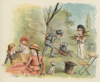 Kinderen bereiden zich voor op een picknick door Richard Andre