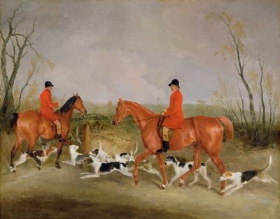 George Mountford, jager bij de Quorn, en W. Derry, whipper-in, bij John O
