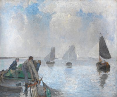 Garnalenvissers op de Beneden-Schelde door Richard Baseleer