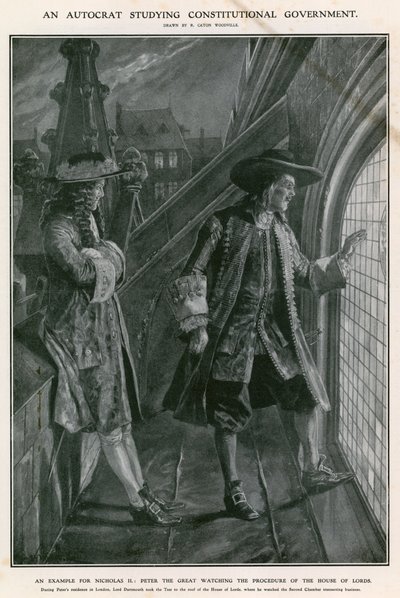 Peter de Grote kijkt naar de procedure van het Hogerhuis door Richard Caton Woodville