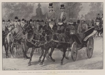 Lord Kitchener passeert het Wellington-standbeeld bij Hyde Park Corner bij zijn terugkeer uit Zuid-Afrika, 12 juli door Richard Caton Woodville junior