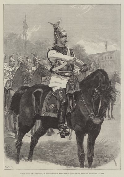 Prins Hendrik van Battenberg, in het uniform van de Garde-du-Corps van de Pruisische huishoudelijke cavalerie door Richard Caton Woodville junior