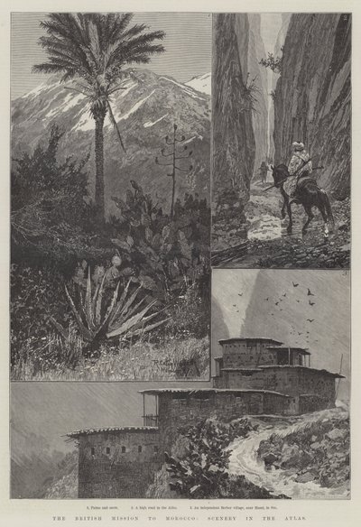 De Britse Missie naar Marokko, Landschap in het Atlasgebergte door Richard Caton Woodville junior