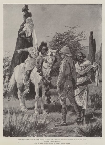 De Britse Terugtocht in Somaliland, een Voorhoede interviewt Inheemse Spionnen in de Bush door Richard Caton Woodville junior