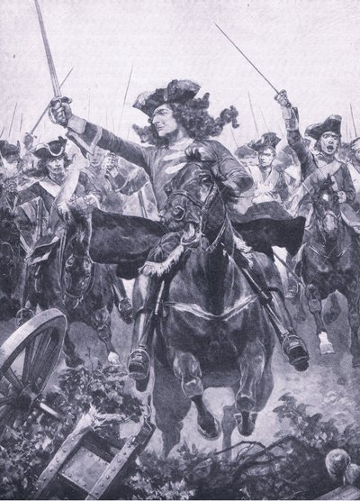 De Hertog van Marlborough bij de Slag bij Oudenarde, 11 juli 1708, illustratie uit British Battles on Land and Sea, 1915 door Richard Caton Woodville junior
