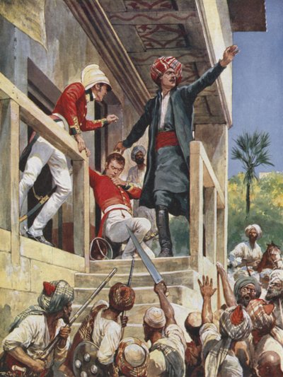 De aanval op het huis van Sir Alexander Burnes, 1841 door Richard Caton Woodville junior