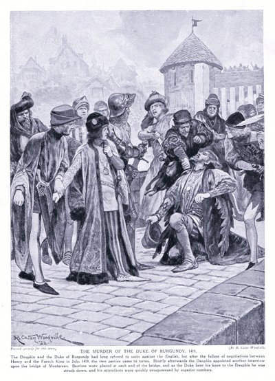 De moord op de hertog van Bourgondië AD1419, jaren 1920 door Richard Caton Woodville junior