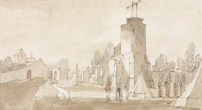 Mont St Jean, het Dorp van de Slag bij Waterloo, ten Zuiden van Brussel, 1815 door Richard Colt Hoare