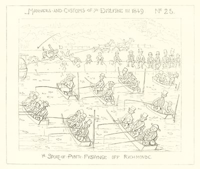 De sport van puntervissen bij Richmond door Richard Doyle