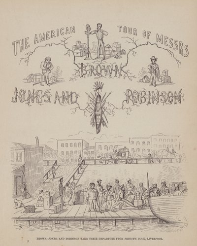 Pagina uit De Amerikaanse Tour van de heren Brown, Jones en Robinson door Richard Doyle