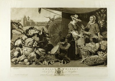 Een kruidenmarkt, uit The Houghton Gallery door Richard Earlom