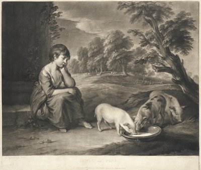 Meisje en varkens door Richard Earlom