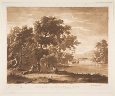 Landschap met figuren door Richard Earlom