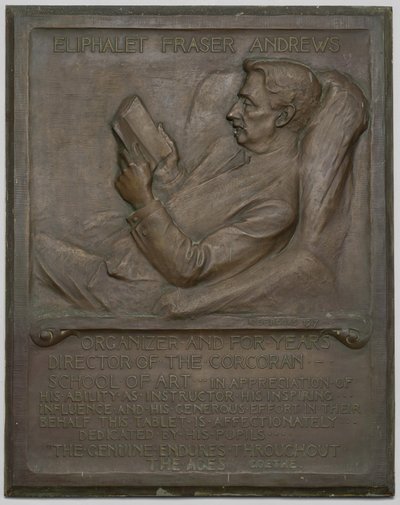 Gedenkplaat voor wijlen E. F. Andrews door Richard Edwin Brooks