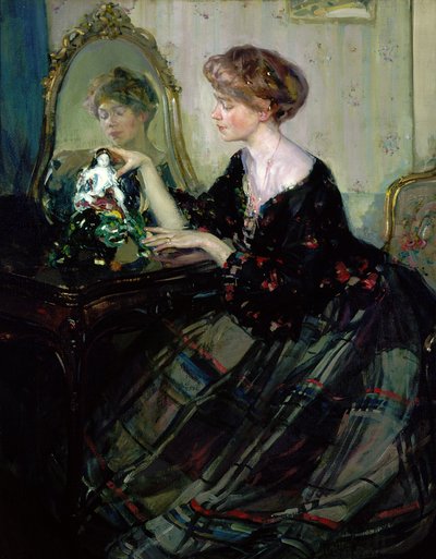 Het Chinese beeldje, ca. 1910 (olieverf op doek) door Richard Emil Miller
