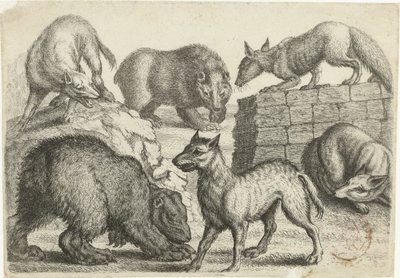 Twee beren, twee wolven en twee vossen (Dieren naar verschillende kunstenaars) door Richard Gaywood