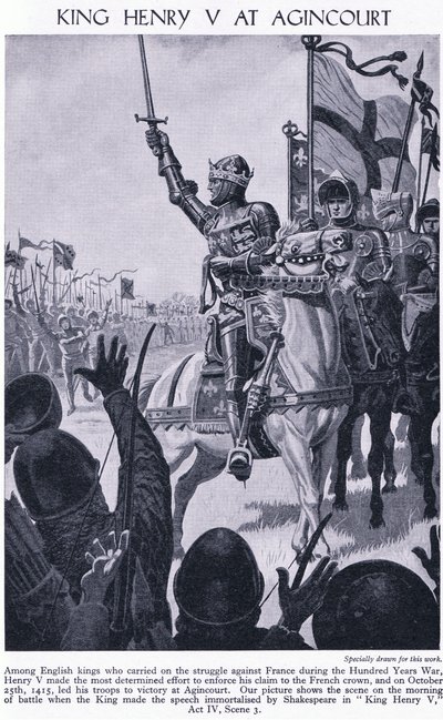 Koning Hendrik bij Agincourt 1415 AD, c.1950 door Richard Henry Brock