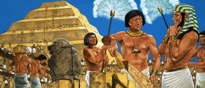 Imhotep, de astronoom en architect, met de farao Zoser door Richard Hook