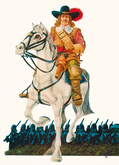 Oliver Cromwell (kleurenlitho) door Richard Hook