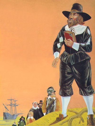 De Pelgrimvaders (kleurenlitho) door Richard Hook