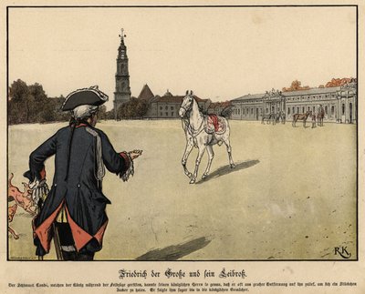 Frederik de Grote van Pruisen en zijn favoriete paard door Richard Knoetel
