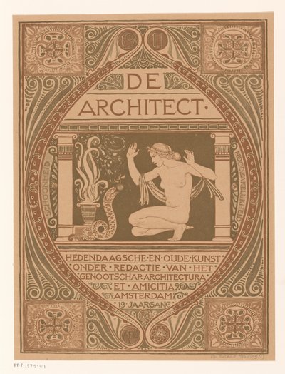 Omslagontwerp voor: De Architect, 1911 door Richard Nicolaüs Roland Holst (signed by artist)