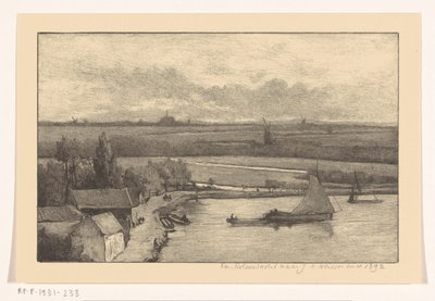 Landschap met zeilschepen op het water door Richard Nicolaüs Roland Holst