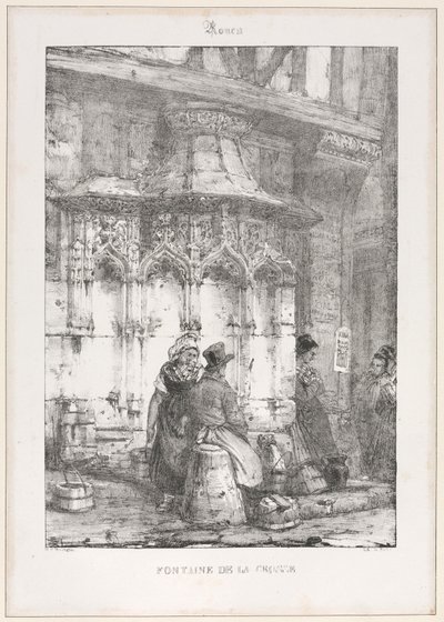 Architectonische overblijfselen en fragmenten: Rouen - Fontaine de la Crosse door Richard Parkes Bonington