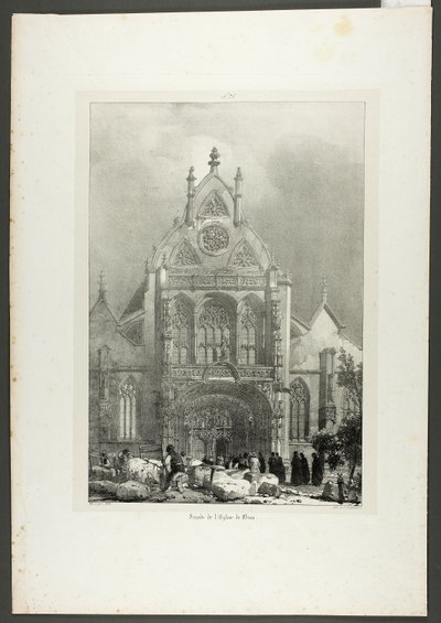 Voorgevel van de kerk van Brou door Richard Parkes Bonington