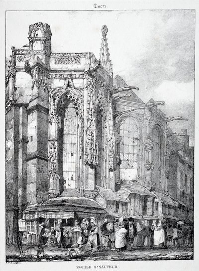 Resten en Fragmenten van Architectuur uit de Middeleeuwen: Église St. Sauveur, Caën door Richard Parkes Bonington
