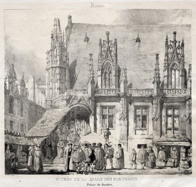 Rouen: Ingang van de Salle des Pas Perdus, Paleis van Justitie door Richard Parkes Bonington