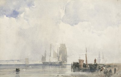 Schepen op een Estuarium door Richard Parkes Bonington