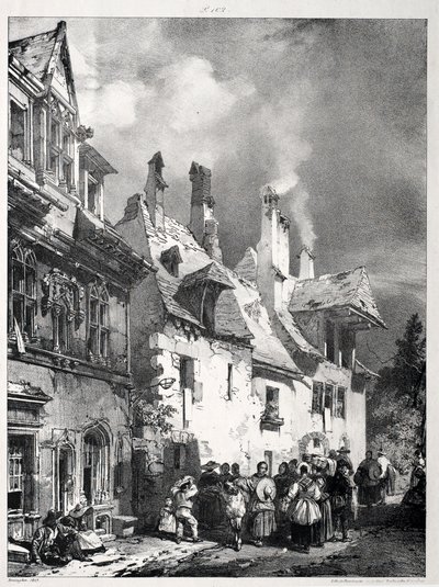 Straat in de Buitenwijken van Besançon, Frankrijk door Richard Parkes Bonington