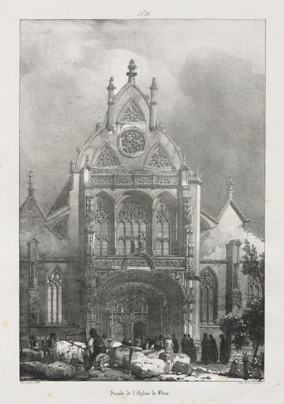Pittoreske en romantische reizen in het oude Frankrijk, Franche-Comté: Gevel van de kerk van Brou door Richard Parkes Bonington