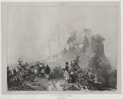 Pittoreske en Romantische Reizen in het Oude Frankrijk, Franche-Comté: Ruïnes van het Kasteel van Arlay door Richard Parkes Bonington